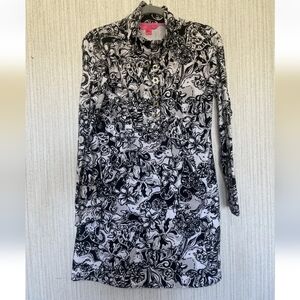 Lilly Pulitzer Size Small Captain Popover Dress Onyx With A Twist Floral Rams